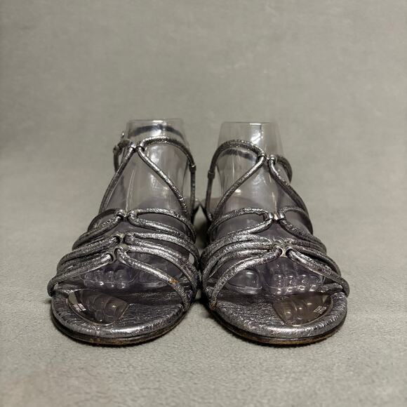 STUART WEITZMAN Women's Metallic Silver Leather Sandals Size 9 Gladiator Demi - Picture 3 of 16